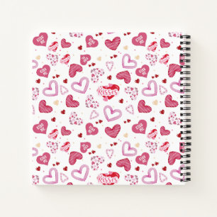 Pink Hearts Pattern Valentine's Day Notebook