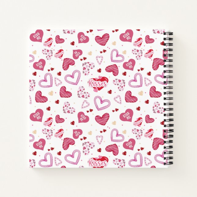 Pink Hearts Pattern Valentine's Day Notebook (Back)