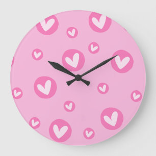 Pink Hearts Pattern Wall Clock