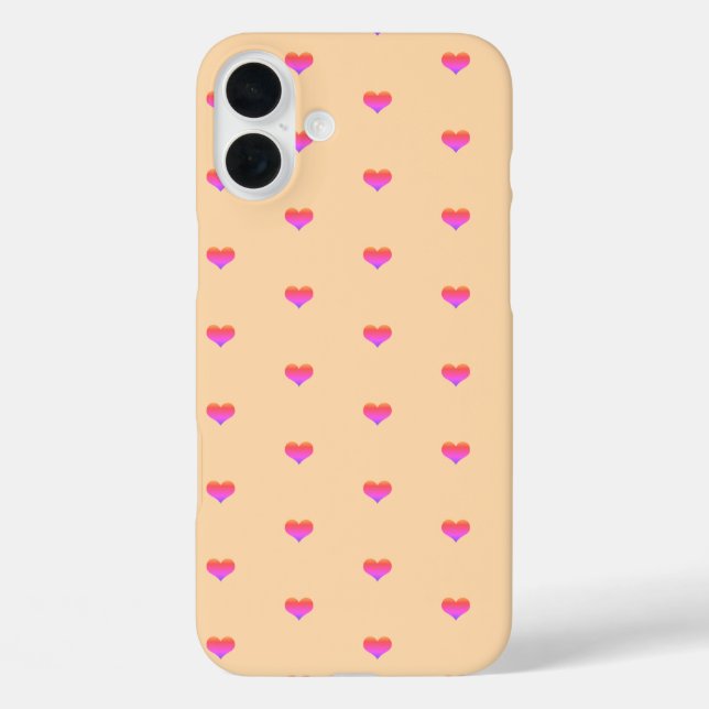 Pink Hearts Patterns Valentine's Day Peach Orange Case-Mate iPhone Case (Back)