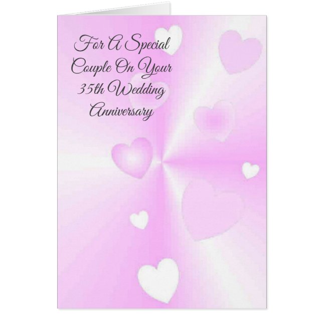 Pink Hearts Personalised 35th Wedding Anniversary (Front)