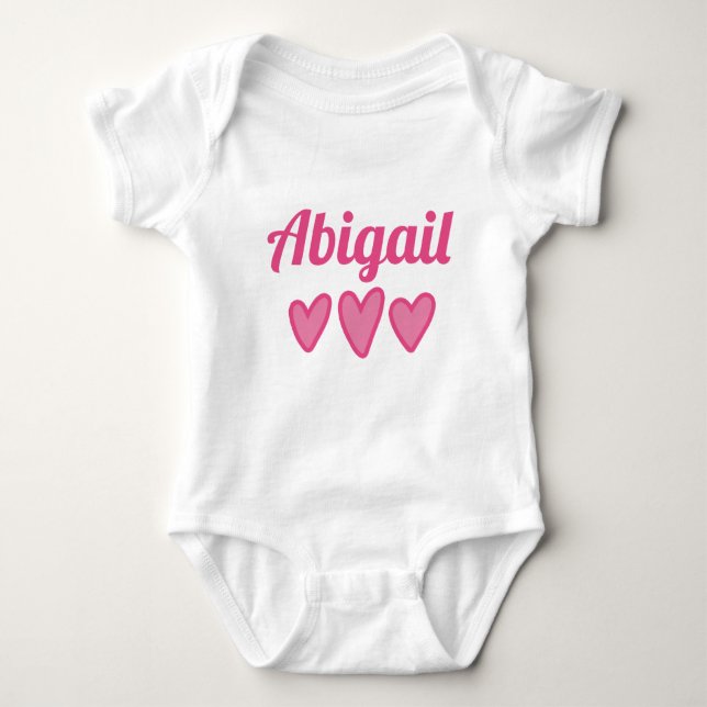 Pink Hearts Personalised Baby Bodysuit (Front)