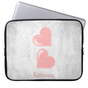 Pink Hearts Personalised Laptop Sleeve