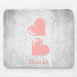 Pink Hearts Personalised Mouse Pad