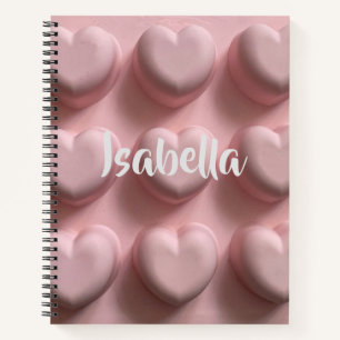 Pink Hearts Personalised Spiral Notebook