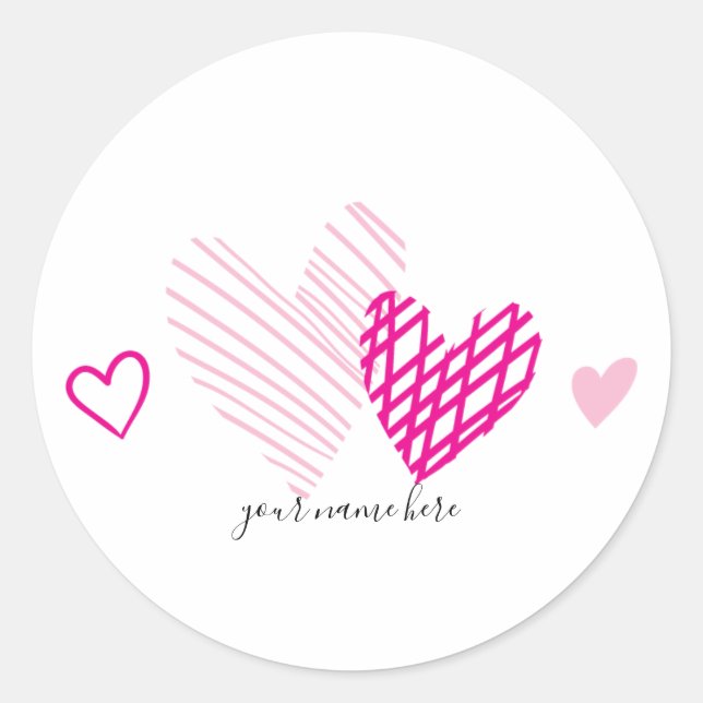 PInk Hearts Personalised Stickers (Front)