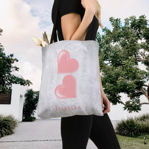 Pink Hearts Personalised Tote Bag