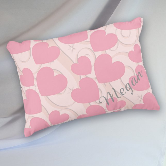 Pink Hearts Personalised Valentine Decorative Cushion (Creator Uploaded)