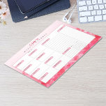 Pink Hearts Personalised Weekly Planner Notepad<br><div class="desc">Plan out your perfect week with our "Pink Hearts Weekly Planner Notepad, " which features a pink hearts background with matching section headers. There is an area for your daily tasks and your important tasks. There is an area for your weekly to-do list, a habit tracker, and a notes section....</div>