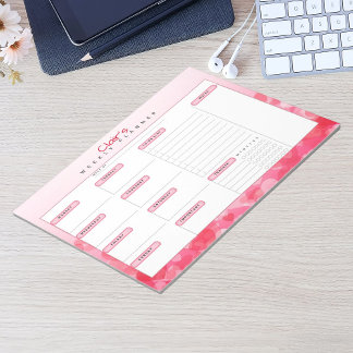 Pink Hearts Personalised Weekly Planner Notepad