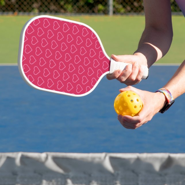 Pink Hearts Pickleball Paddle - Custom Colours (Insitu)