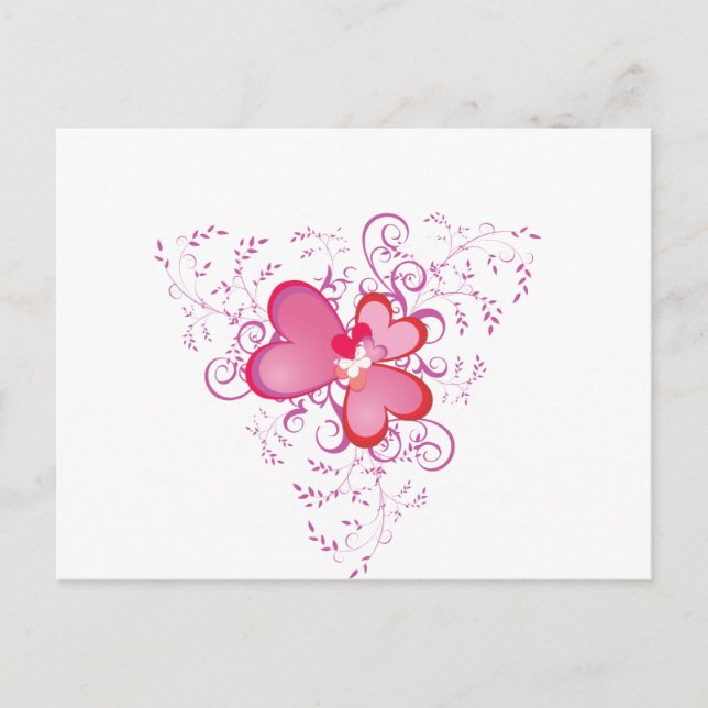 Pink Hearts Postcard (Front)