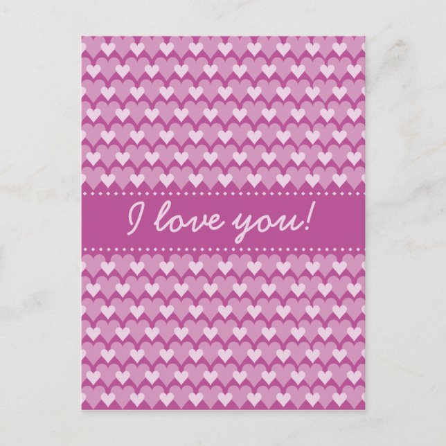 Pink Hearts postcard, customise Postcard (Front)