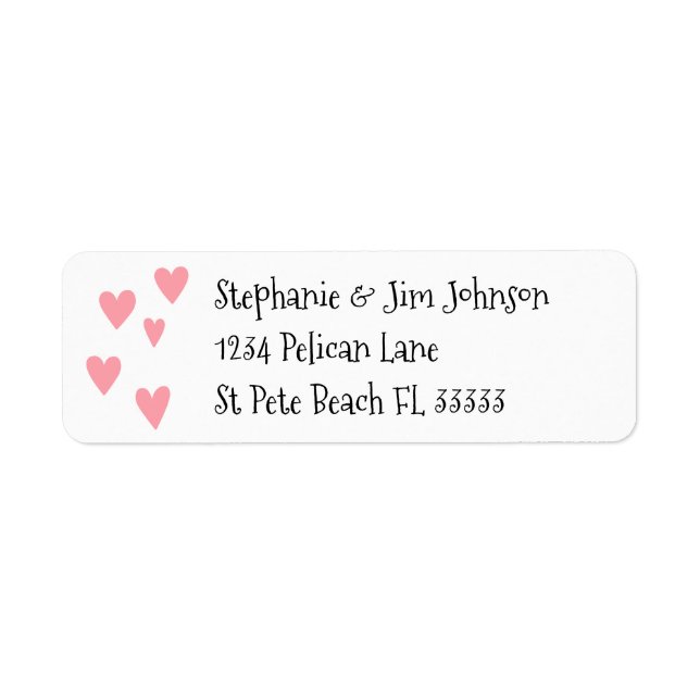 Pink Hearts Return Address Label (Front)