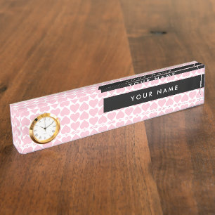 Pink Hearts, Romantic, Your Name, Personalise Nameplate