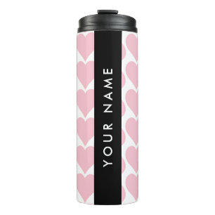 Pink Hearts, Romantic, Your Name, Personalise Thermal Tumbler