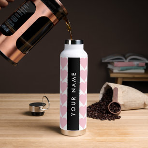 Pink Hearts, Romantic, Your Name, Personalise Water Bottle