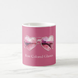 Pink Hearts Rose Coloured Glasses Coffee Mug