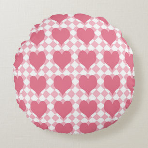 Pink Hearts Round Cushion