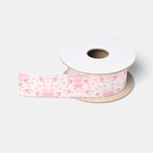 Pink Hearts Satin Ribbon