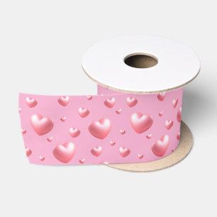 Pink Hearts Satin Ribbon