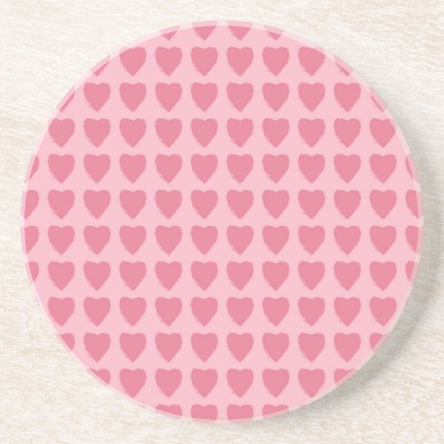 Pink Hearts Seamless Pattern Coaster (Front)