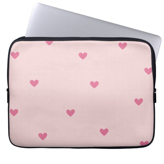 Pink Hearts Seamless Pattern – Cute Valentine Laptop Sleeve (Front)
