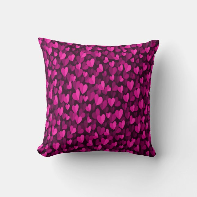 Pink Hearts Seamless Pattern Throw Pillow (Front)