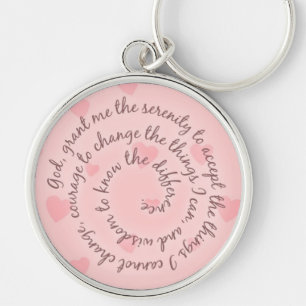 Pink Hearts Serenity Prayer Keychain