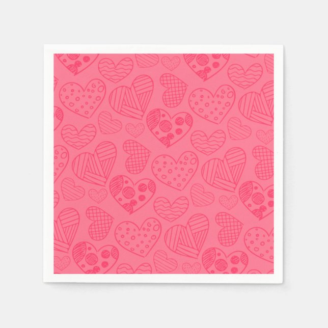 Pink Hearts Sketch Napkin (Front)