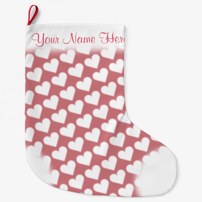 Pink Hearts Stocking Love Christmas Stocking (Front)