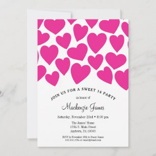 Pink Hearts Sweet Sixteen Birthday Invitation 16