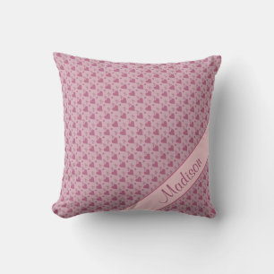 Pink Hearts Swirl Pattern Personalised Cushion