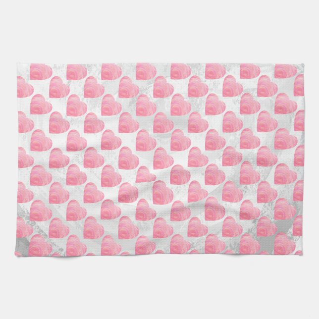 Pink Hearts Tea Towel (Horizontal)