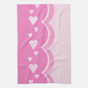 Pink Hearts Tea Towel