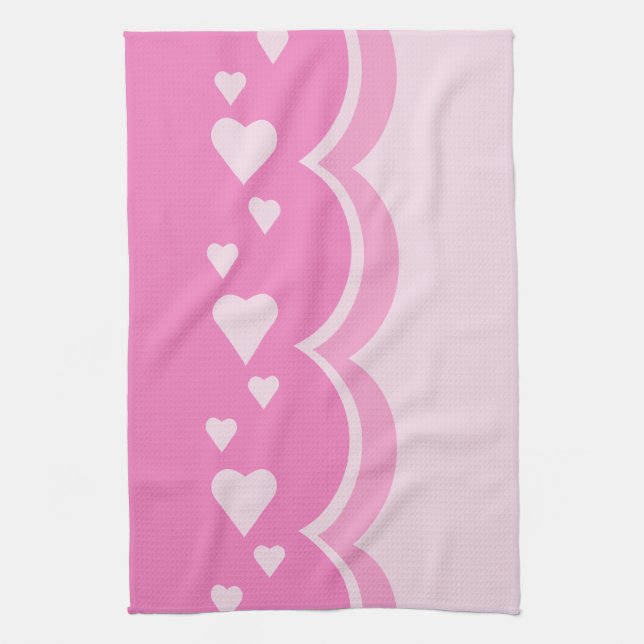 Pink Hearts Tea Towel (Vertical)