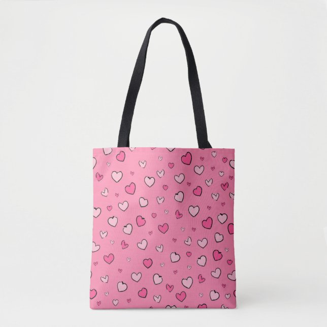 Pink Hearts Tote Bag (Front)