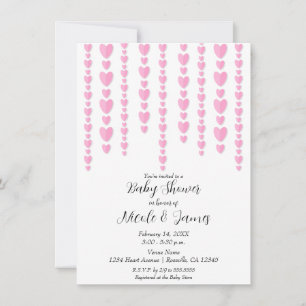 Pink Hearts Valentine Couple's Baby Shower Invitation