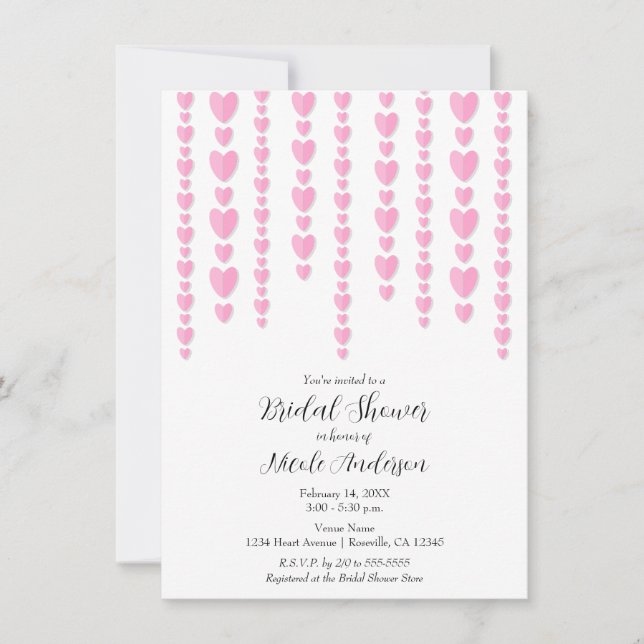 Pink Hearts Valentine Couple's Bridal Shower  Invitation (Front)