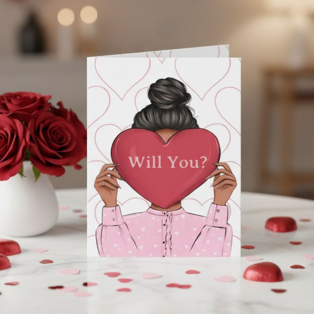 Pink Hearts Valentine's Bridesmaid Proposal Card (Creator Uploaded)