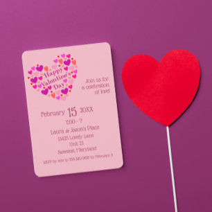 Pink Hearts Valentine's Day Party Invitation