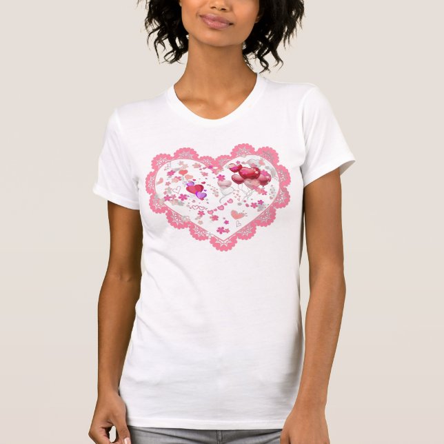 Pink Hearts Valentines Day T-Shirt (Front)