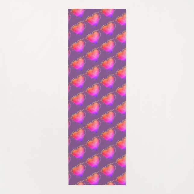 Pink hearts watercolor art Love  Yoga Mat (Front)
