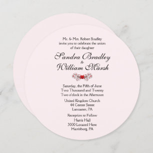 Pink Hearts Wedding Invitation