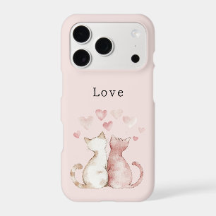 Pink Hearts White Cats Love  