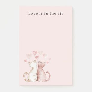Pink Hearts White Cats Love   Post-it Notes