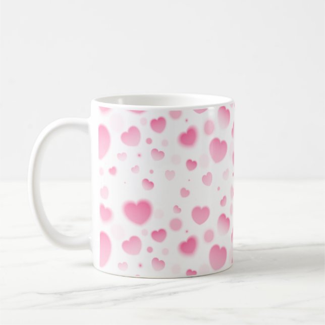 Pink Hearts - White Theme Coffee Mug (Left)