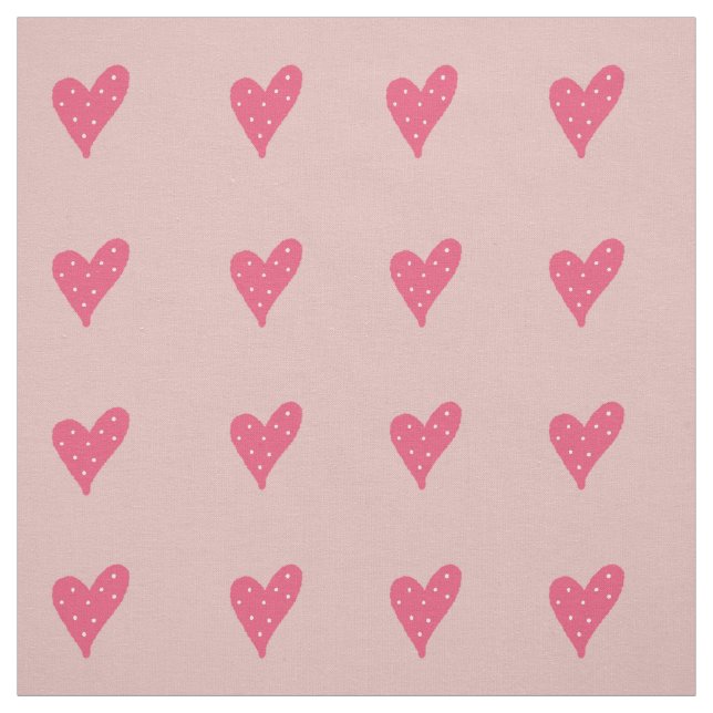 Pink Hearts with White Dots Pattern Drawing Fabric (Swatch)