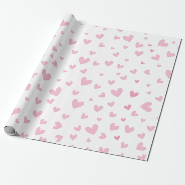 Pink hearts wrapping paper (Unrolled)