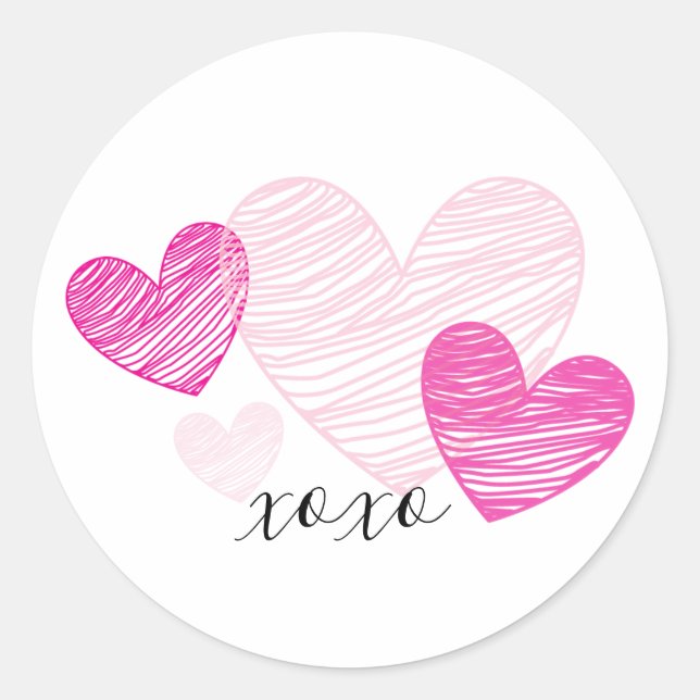 PInk Hearts XOXO Personalised Stickers (Front)